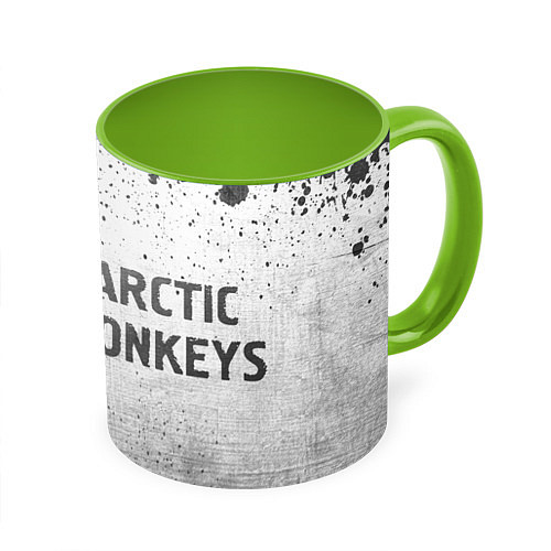Кружка цветная Arctic Monkeys - white gradient по-горизонтали / 3D-Белый + светло-зеленый – фото 1