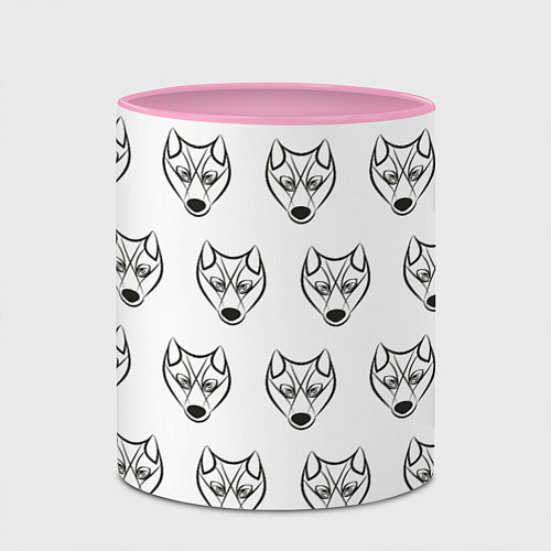 Кружка цветная Паттерн волк / 3D-Белый + розовый – фото 2