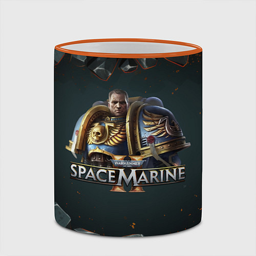 Кружка цветная Captain Titus Warhammer 40000 space marine 2 / 3D-Оранжевый кант – фото 2