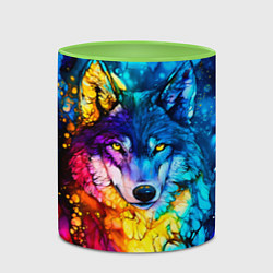 Кружка 3D Кислотный волк, цвет: 3D-белый + светло-зеленый — фото 2