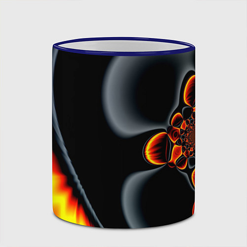 Кружка цветная Фрактальный узор абстракция / 3D-Синий кант – фото 2