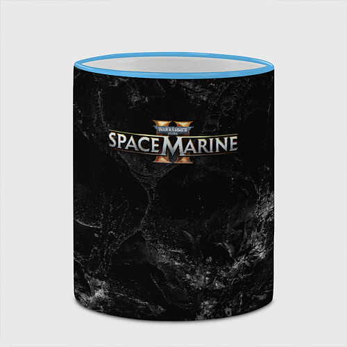 Кружка цветная Warhammer 40000 space marine 2 black logo / 3D-Небесно-голубой кант – фото 2