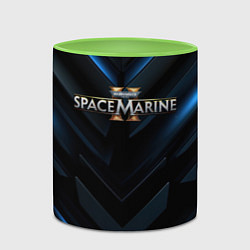 Кружка 3D Warhammer 40000 space marine 2 лого, цвет: 3D-белый + светло-зеленый — фото 2