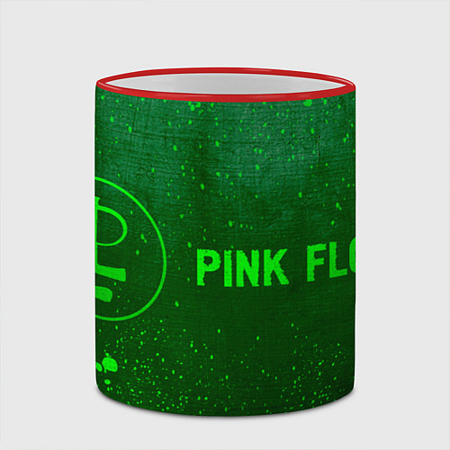 Кружка цветная Pink Floyd - green gradient по-горизонтали / 3D-Красный кант – фото 2