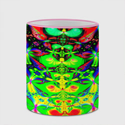 Кружка 3D Оптический фрактал кислота, цвет: 3D-розовый кант — фото 2