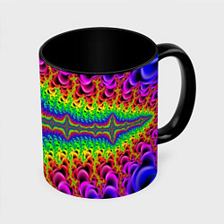 Кружка 3D Фрактальный узор психоделика, цвет: 3D-белый + черный