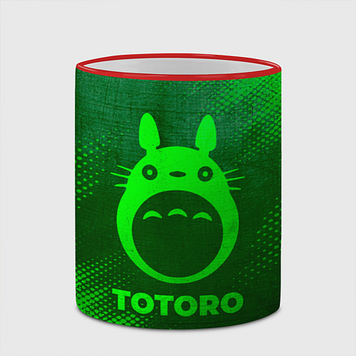 Кружка цветная Totoro - green gradient / 3D-Красный кант – фото 2