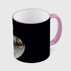 Кружка 3D Доберман и луна, цвет: 3D-розовый кант