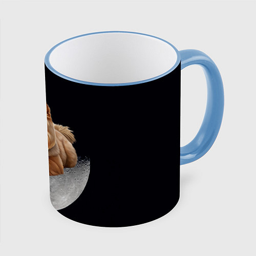 Кружка цветная Чау-чау палевый и луна / 3D-Небесно-голубой кант – фото 1