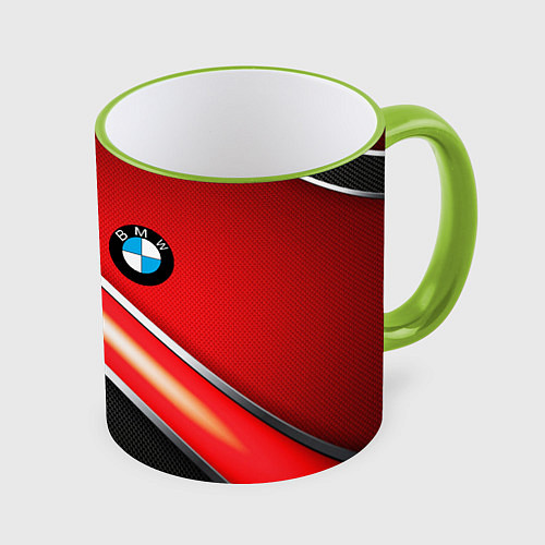 Кружка цветная BMW geometry steel / 3D-Светло-зеленый кант – фото 1