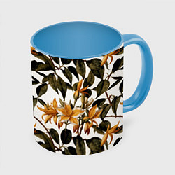 Кружка цветная Желтые ретро цветы