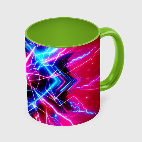 Кружка цветная Lightning - neon fantasy / 3D-Белый + светло-зеленый – фото 1