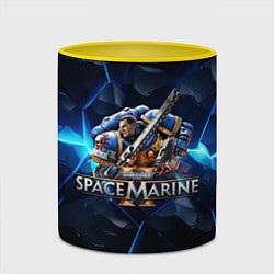Кружка 3D Captain Titus Warhammer 40000 space marine 2, цвет: 3D-белый + желтый — фото 2