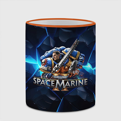 Кружка цветная Captain Titus Warhammer 40000 space marine 2 / 3D-Оранжевый кант – фото 2