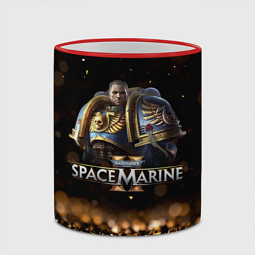 Кружка цветная Captain Titus Warhammer 40000 space marine 2 / 3D-Красный кант – фото 2