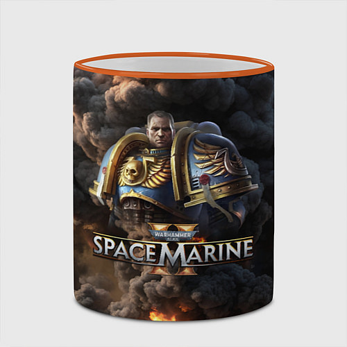 Кружка цветная Captain Titus Warhammer 40000 space marine 2 / 3D-Оранжевый кант – фото 2