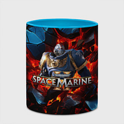 Кружка 3D Warhammer 40000 space marine 2 ультрамарин в броне, цвет: 3D-белый + небесно-голубой — фото 2