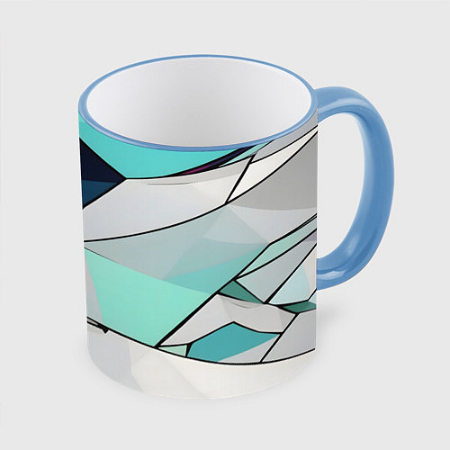 Кружка цветная Яркая геометрическая абстракция / 3D-Небесно-голубой кант – фото 1