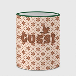 Кружка 3D Гусси - узор в стиле Гучи, цвет: 3D-зеленый кант — фото 2