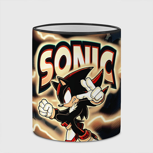 Кружка цветная Sonic в молниях / 3D-Черный кант – фото 2