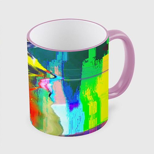 Кружка цветная Текстура глитч краски / 3D-Розовый кант – фото 1