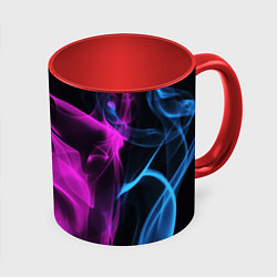 Кружка 3D Неоновый огненный дым, цвет: 3D-белый + красный