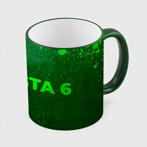 Кружка цветная GTA 6 - green gradient по-горизонтали / 3D-Зеленый кант – фото 1