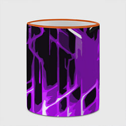 Кружка 3D Abstract purple stripes on a black background, цвет: 3D-оранжевый кант — фото 2