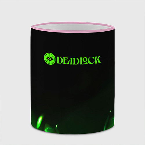 Кружка цветная Deadlock logo зеленый огонь / 3D-Розовый кант – фото 2