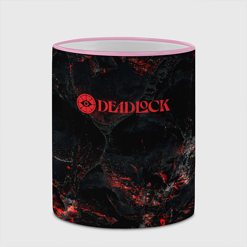 Кружка цветная Deadlock logo red texture / 3D-Розовый кант – фото 2