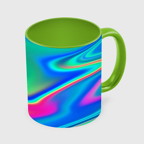 Кружка цветная Неоновые голографические краски - светло-голубоват / 3D-Белый + светло-зеленый – фото 1