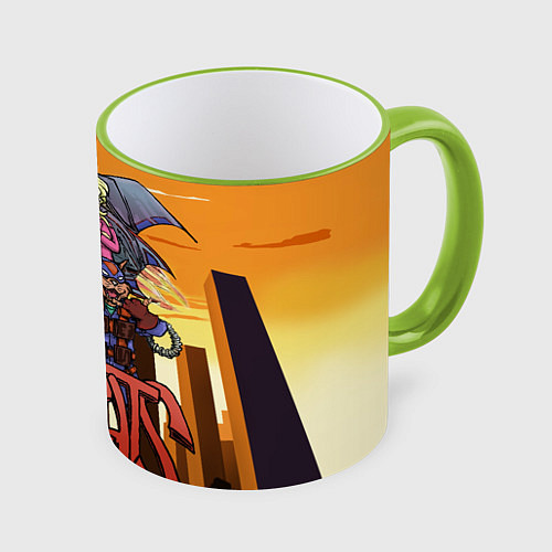 Кружка цветная Коты быстрого реагирования / 3D-Светло-зеленый кант – фото 1