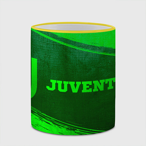 Кружка цветная Juventus - green gradient по-горизонтали / 3D-Желтый кант – фото 2