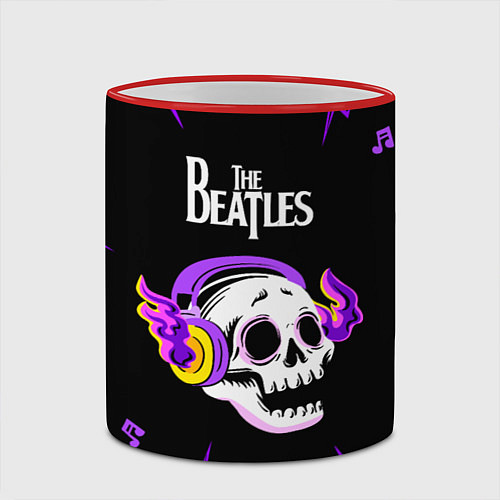 Кружка цветная The Beatles неоновый череп / 3D-Красный кант – фото 2