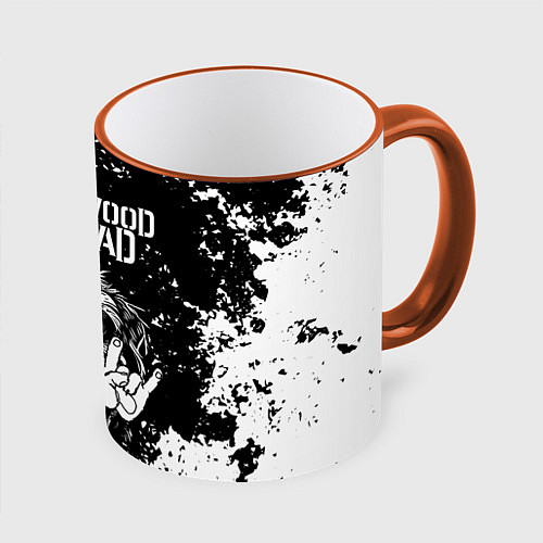 Кружка цветная Hollywood Undead рок пес / 3D-Оранжевый кант – фото 1