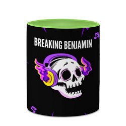 Кружка 3D Breaking Benjamin неоновый череп, цвет: 3D-белый + светло-зеленый — фото 2