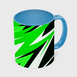 Кружка 3D Geometry stripes green, цвет: 3D-белый + небесно-голубой