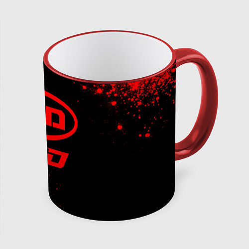 Кружка цветная BYD - red gradient / 3D-Красный кант – фото 1