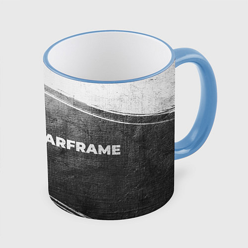 Кружка цветная Warframe - grey gradient по-горизонтали / 3D-Небесно-голубой кант – фото 1