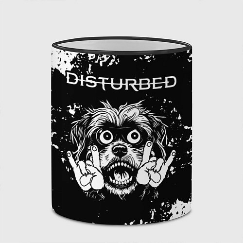 Кружка цветная Disturbed рок пес / 3D-Черный кант – фото 2