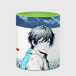 Кружка 3D Аниме город, цвет: 3D-белый + светло-зеленый — фото 2