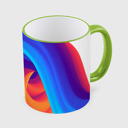 Кружка цветная Неоновые волны абстракция