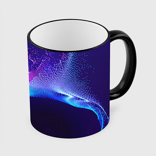 Кружка цветная Неоновые краски всплеск / 3D-Черный кант – фото 1