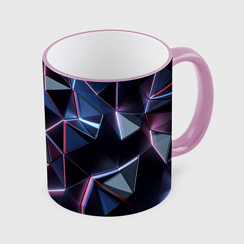 Кружка цветная Неоновые геометрические плиты / 3D-Розовый кант – фото 1