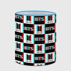 Кружка 3D BTS glitch pattern, цвет: 3D-небесно-голубой кант — фото 2