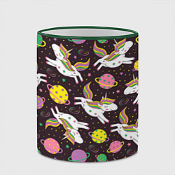 Кружка 3D Единорог в космосе, цвет: 3D-зеленый кант — фото 2