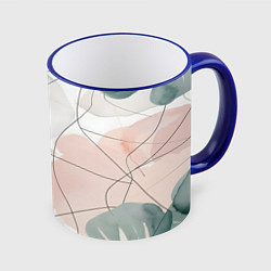 Кружка цветная Акварельные листья светлые