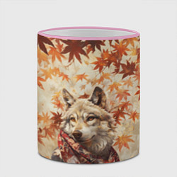 Кружка 3D Серый волк в шарфе, цвет: 3D-розовый кант — фото 2