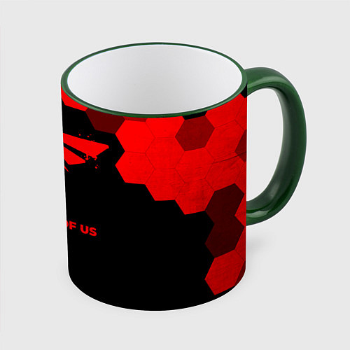 Кружка цветная The Last Of Us - red gradient / 3D-Зеленый кант – фото 1
