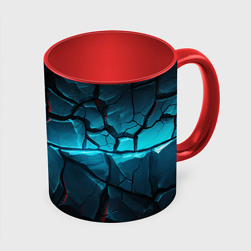 Кружка цветная Каменная стена текстура / 3D-Белый + красный – фото 1